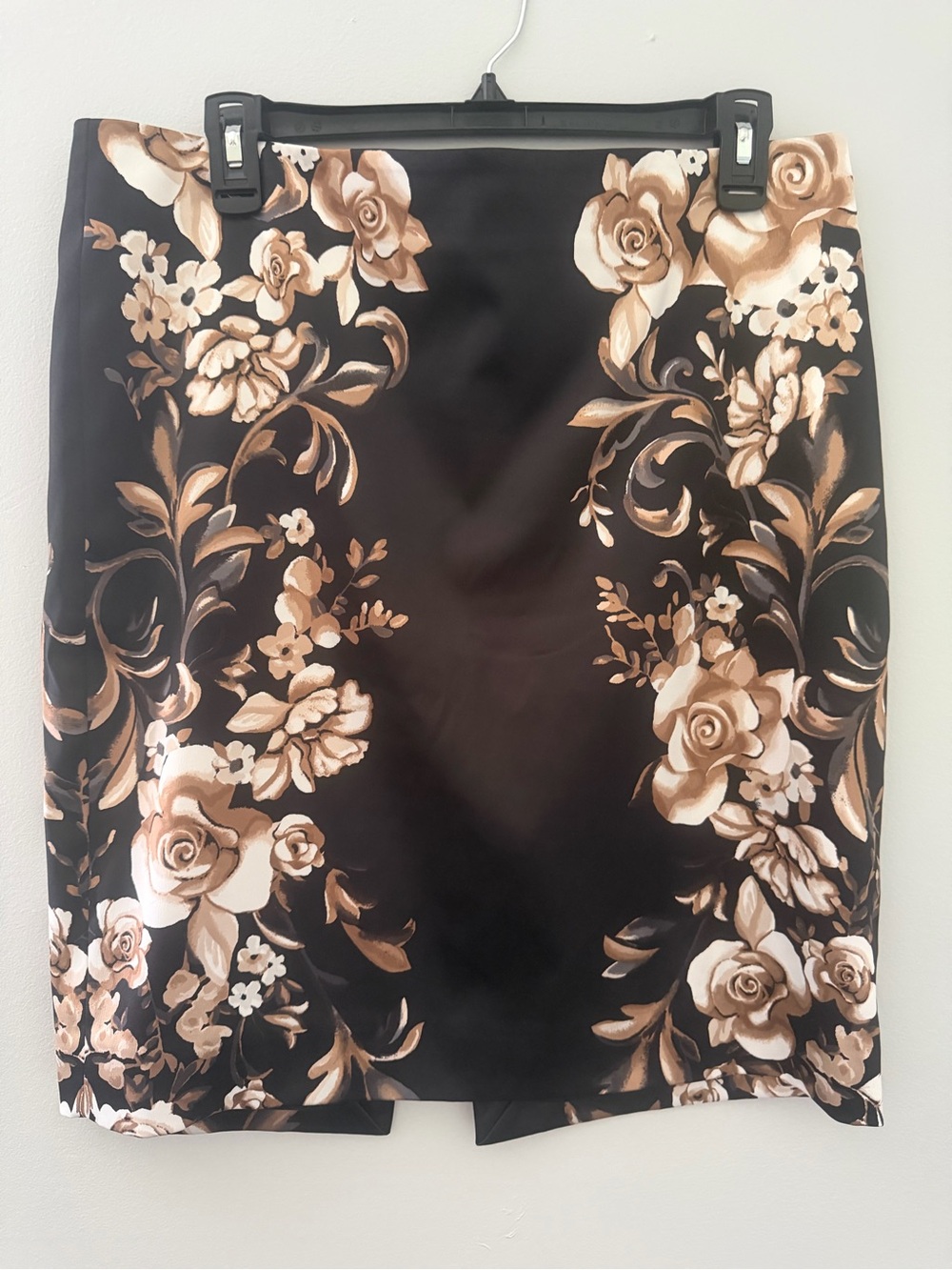 White House Black Market Black Beige Floral Pencil Skirt size 12
